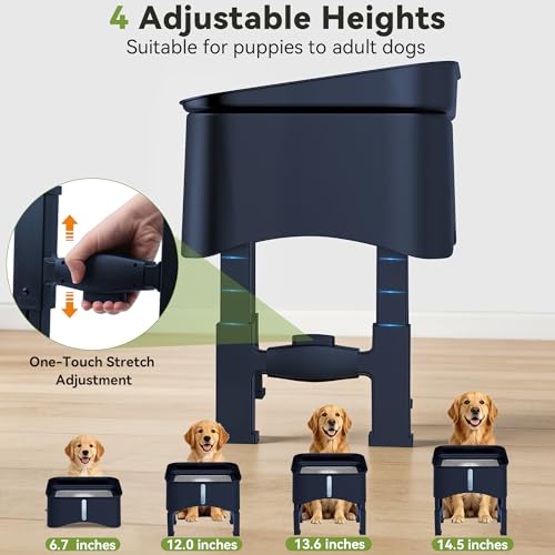 UPSKY 2.9Gal No Spill Dog Water Bowl, 4 Height Adjustable Elevated Bowl - color: Blue