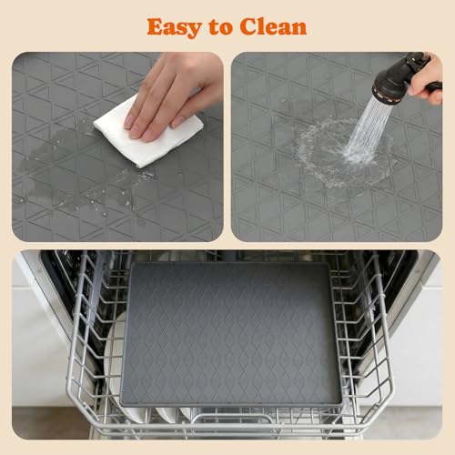 Pawtners 34" x 22" Waterproof Silicone Cat & Dog Food Mat with Raised Edge - color: Gray