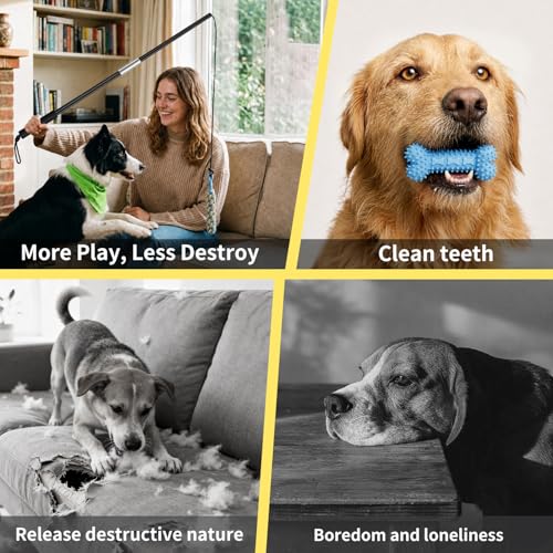 Flirt Pole for Dogs, Heavy Duty 33" Detachable Toy with 5 Lures - color: Rope+Ball