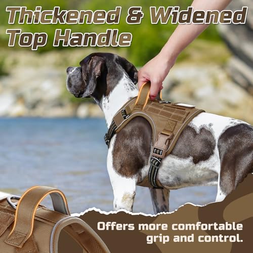 rabbitgoo Tactical Dog Harness for Medium, No Pull Military Service Vest - color: Brown, size: Medium