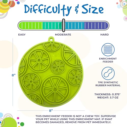 SodaPup Citrus eMat – Durable Enrichment Feeder Made in USA from Non-Toxic, Pet-Safe, Food Safe Rubber for Mental Stimulation, Avoiding Overfeeding, Fresh Breath, Digestive Health, Calming, & More - color: Citrus eMat Lime Green