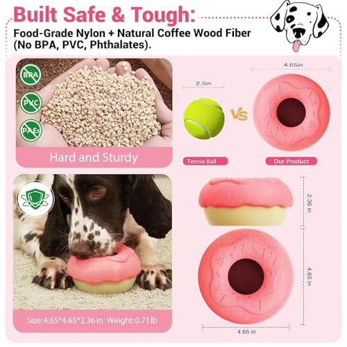 Dog Toys for Aggressive Chewers, Dog Enrichment Toys, Anxiety Relief for Dogs Toy, Indestructible Frozen Treat Toy National Pet Day Gifts for Large Dogs Peanut Butter Reduces Anxiety, Donut - color: Doughnut