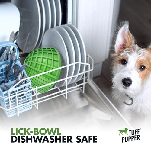 Tuff Pupper Lick Bowl for Dogs | Standard Size Slow Feeder Bowl | Four Textures for Dog Anxiety & Boredom | Silicone Lick Mat | Easy Clean Dishwasher Safe | Stable & Wobble Modes | NOT for Chewing - size: Standard