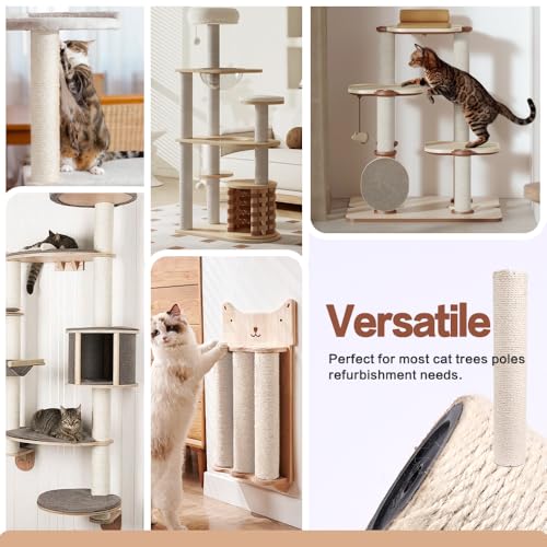 OSPNIEEK 4 Pack 15.7" M8 Cat Scratching Post Replacement, Natural Sisal Rope Kitten Tree Scratcher Refill with Screws, DIY Hemp Scratch Pole Parts for Indoor Cats Tower Refurbishment Accessories - size: 4x15.7" Posts (15.7"+15.7"+15.7"+15.7")