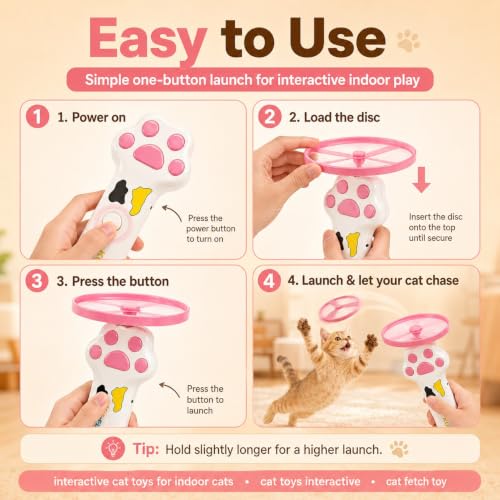 Cat Toy Launcher for Kitten Toys, Cat Toys Interactive, Automatic Cat Toy - color: white