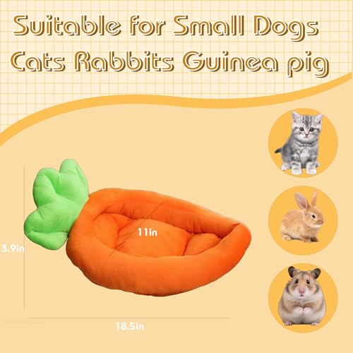 Rabbit Bed Warm Small Dog Cat Sleeping Carrot Banana Beds Bunny Bed Guinea Pig Hideout Bed Thick Soft with Removable Mat,Machine Washable Guinea Pig Cushion (Carrot（18.5 * 11.02 * 3.94）) - color: Carrot（18.5*11.02*3.94）