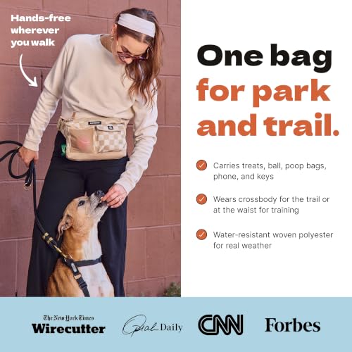 Cleverpup Walk & Train 2-in-1 Dog Walking Bag - Hands-Free, Sand - color: Sand