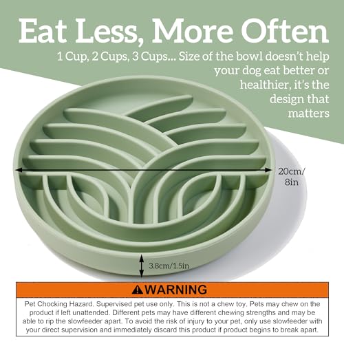 OHMO Slow Feeder Dog Bowl, 7.9" Lick Mat for Dogs, Tree of Life, Sage Green - color: Sage Green