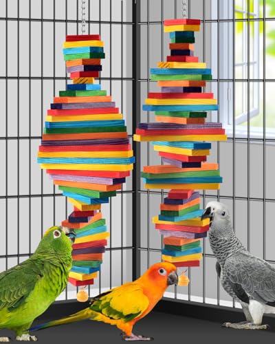 Bissap 20.8'' Bird Chew Toy, 2 PCS Wood Biting Toy for Medium Large Parrot - size: 2 PCS