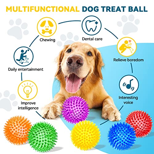 SHARLOVY 3.5” Large Dog Toys Ball, 6 Pack Squeaky Toys, Durable Spiky Ball - size: Large Set of 6