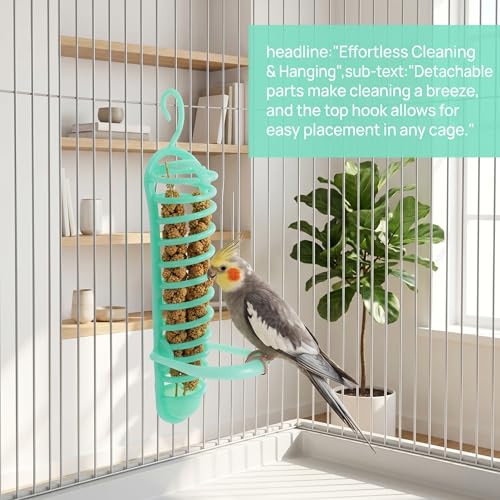 Kisangel Plastic Parakeet Millet Spray Holder, Hanging Feeder for Parakeets