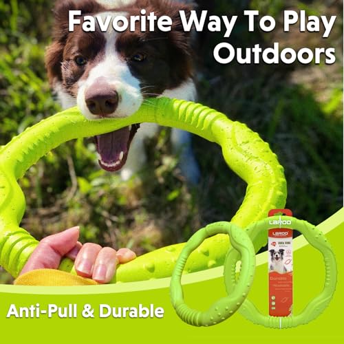LaRoo Dog Ring Toy, Durable Soft Flying Disc for Throwing Catching Grabbing, Water Floating Dog Training Fetch Ring for Medium Large Breeds, Outdoor (Green/11.8Inch) - color: Green-L