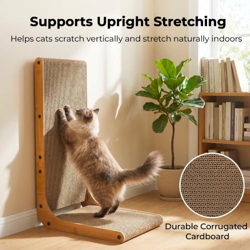 PatiencET L Shape Cat Scratcher, 26 Inch Cardboard Scratch Pad - size: L shape-1 Pack