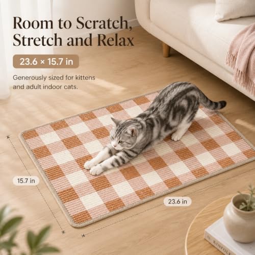 Cat Scratcher Mat, Natural Sisal Cat Scratch Pad for Cats - color: Coffee White