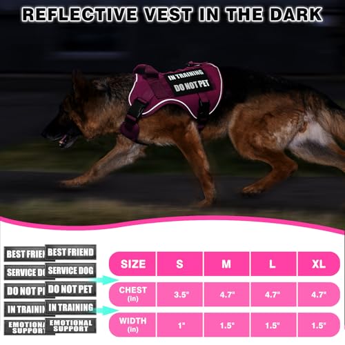 WINSEE Service Dog in Training Mesh Harness with 10 Removale Pet Patches - color: Pink, size: Large