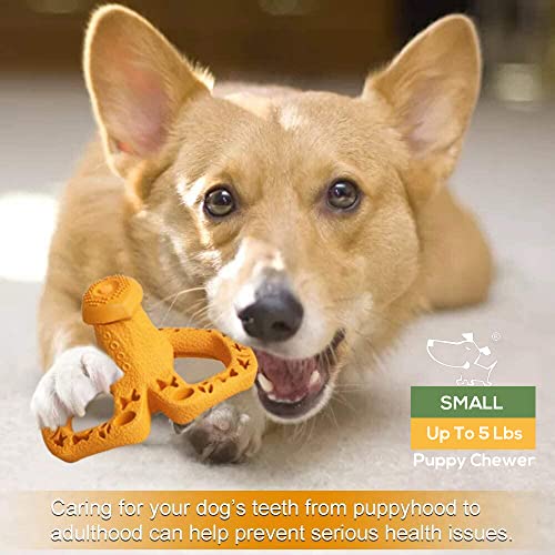 M.C.works Puppy Chew Toys Teething Pacifier, Small Dog Teething Rings Toys for Puppies Within 2 Month, Treat Dispensing Toy Soft Rubber, Pack of 2