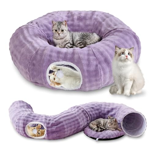 Bubble Round Cat Tunnel for Indoor Cats, Dusty Purple - color: Dusty Purple, size: Round
