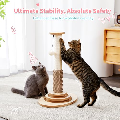 Made4Pets Cat Scratching Post for Indoor Cats with Self Groomer, 23" - size: 23"H