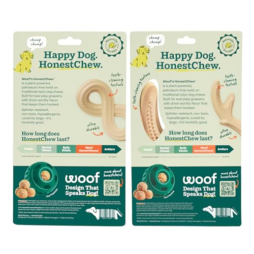 WOOF HonestChew Duo Dog Chew Toy Set for Dogs 60 lbs & Up - color: Duo Pack, size: Large
