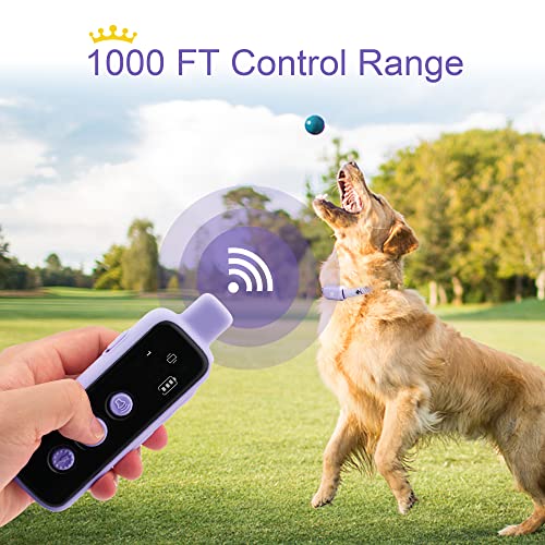 Bousnic Shock Collar for Dogs - Waterproof Rechargeable Dog Electric Training Collar with Remote for Small Medium Large Dogs with Beep, Vibration, Safe Shock Modes (8-120 Lbs) (Purple) - color: Purple