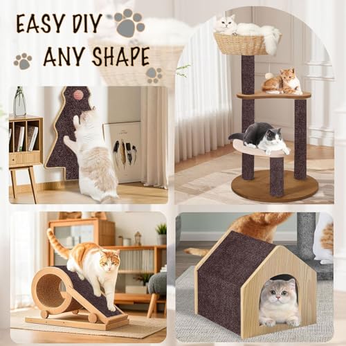 Self-Adhesive Cat Scratching Mat, Couch Protector from Cat Claws, Brown - color: Brown, size: 78.7"X15.8"