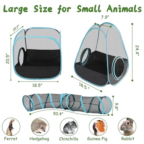 YUEPET Large Rabbit Tunnel, Bunny Tunnel for Small Pets, Ferret playpen - color: Mesh Black Blue