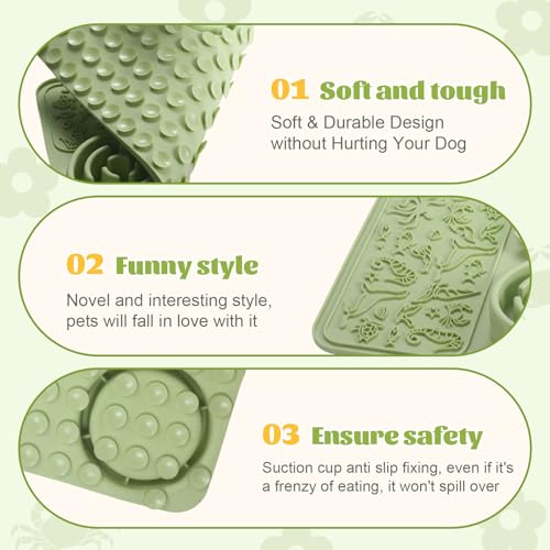Silicone Lick Mat for Dogs & Cats – Slow Feeder Dog Bowl, Non-Slip Licking Mat for Large & Small Breeds, Puzzle Feeder & Snuffle Mat for Fast Eaters, Interactive Pet Food Mat with Measuring Spoon - color: Grey With Spoon
