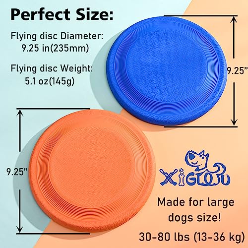 XIGOU Dog Flying Disc - Durable Rubber Flying Disc Dog Toy - 9.25" Indestructible Rubber Dog Flying Discs Flyer Dog Toys - Puncture Resistant & Bite Resistant Extremely - for Medium Large Dogs - color: Yellow