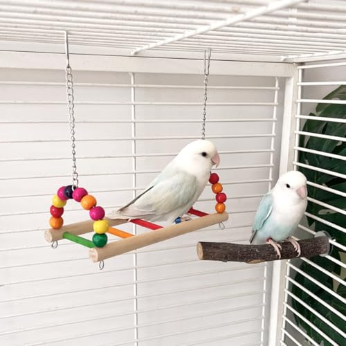 Bird Swing Conure Toys, Parrot Climbing Hammock for Parakeet, Lovebird, Budgie, Cockatiel, Conure, Small Birds - color: ColorfulBirdswing