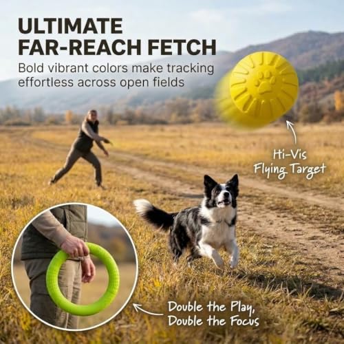 Large Dog Toy Ring and Ball Combo Set, Floating EVA 2 Pack (Green, Large) - color: Green, size: Large