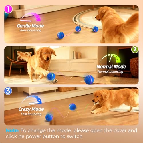 Diman Interactive Dog Toys, Moving Balls for Dogs, 3 Bounce Modes, 3.2 Inch - color: Dark Blue