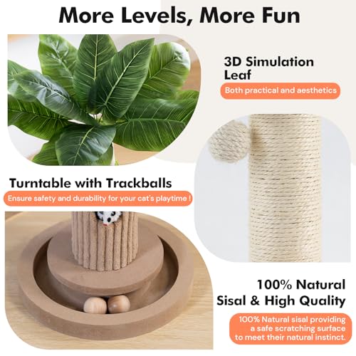 Woochpet 35"Cat Scratching Posts,Interactive Cat Toys For Indoor Large Cats - color: Beige