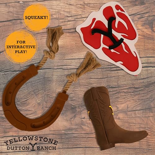 Yellowstone, Plush & Chew Toys for Dogs, Variety Gift Set, Cowboy Bundle - style: Cowboy Boot Bundle