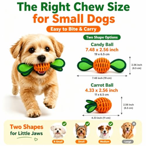 2 Pack Dog Chew Toy for Small Breeds, Puppies Treat Dispensing Ball