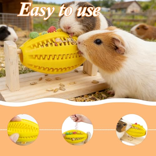 Hamster Enrichment Toys, Guinea Pig Rotating Foraging Toys Interactive Feed Game for Boredom, Food Hide Treat Dispenser Toys for Rat, Small Animal Cage Accessories for Syrian & Dwarf Hamsters - color: Yellow