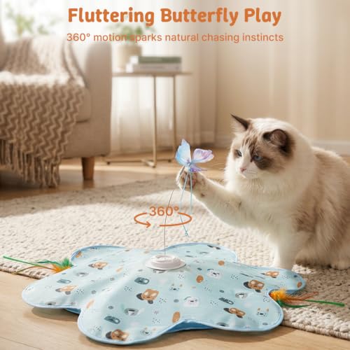 Interactive Cat Toys, Automatic Hide and Seek Feather Toy for Indoor Cats
