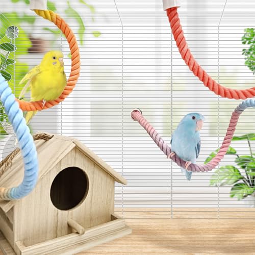 BNOSDM Bird Rope Perch 3 PCS Parakeet Climbing Toys Bendable Swing
