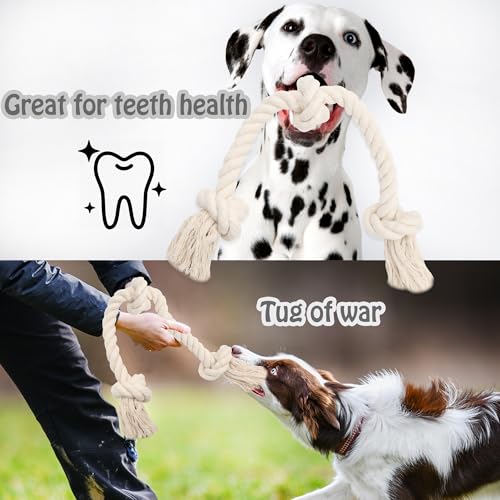 Barida Natural White Cotton Tough Dog Rope Toy for Medium & Large Dogs. Non Toxic and Premium Rope Toys for Dogs. - size: Medium (23.60")