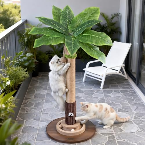 Woochpet 35"Cat Scratching Posts For Indoor Cat,Cat Scratcher With Cat Toys - color: Brown