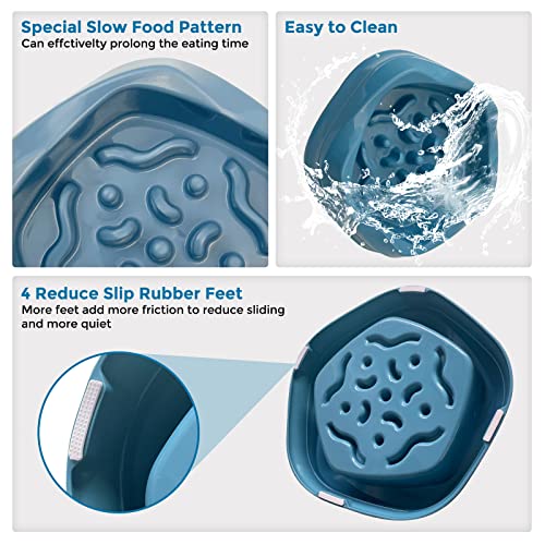 VANNON Slow Feeder Dog Bowls Non Slip Puppy Bowl Durable Dog Puzzle Feeder Bloat Stop Food Bowls for Puppy and Small Dogs, BPA Free, 2 Cups, Blue - color: D-Blue-Small-2Cups