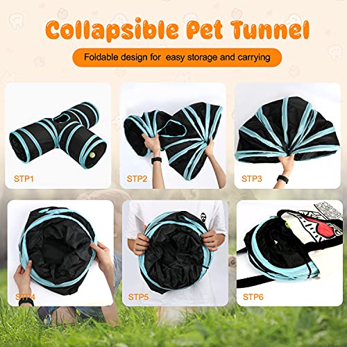 BWOGUE Bunny Tunnels & Tubes, 3-Way Collapsible Rabbit Hideout for Bunnies - color: Grey
