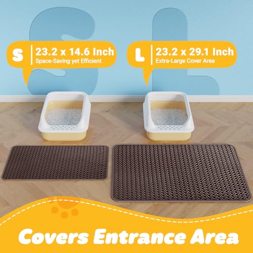 Powools Cat Litter Mat, 23.2 x 14.6 in, Waterproof, Non-Slip, Brown - color: Brown, size: 23.2 x 14.6 Inch