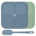 ChefAide 2 Pack Lick Mat for Dogs, Cats & Puppies with Suction Cups - color: Green & Blue