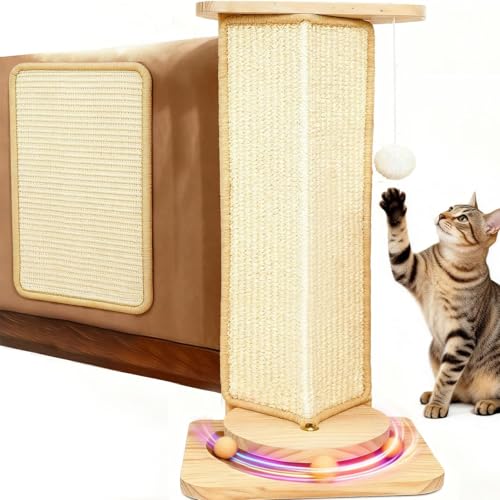 Couch Cat Corner Scratcher with with Interactive Ball Toys, 25'' - color: Classic, size: Outer Corner