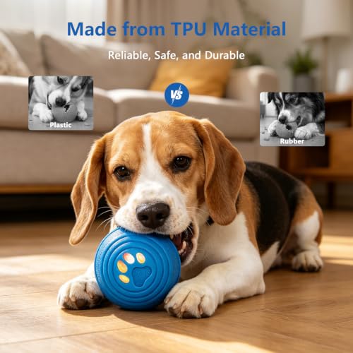 Smart Interactive Dog Ball for Aggressive Chewers, Self Moving Toy, E-TPU - color: Blue