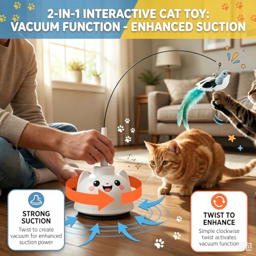 Interactive Cat Toys for Indoor Cats Toy Wand 360°Automatic Moving Cat Toys - color: White