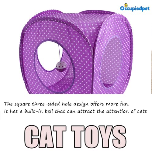 Cat Play Tunnel,Occupiedpet Collapsible Cube Tent with 3 Entry Points - color: Purple