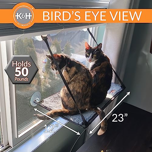 K&H Cat Window Perch, EZ Mount Kitty Sill - Fits 27in Wx23in H Glass Spaces - size: 12 X 23 Inches, style: No Bolster