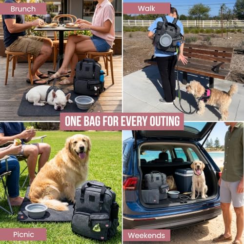 Dog Day Out Bag, Dog Diaper Bag & Backpack for Supplies, Fresh-Food Cooler
