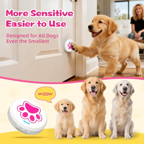 ChunHee Dog Door Bell for Potty Training, Adjustable Volume, 36 Ringtones - color: Blue+Pink